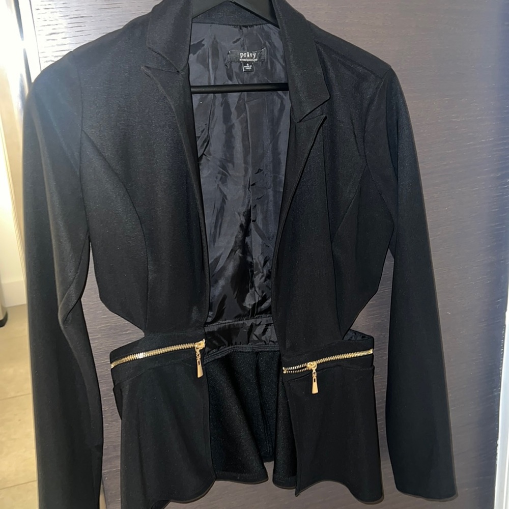 Blazer with cut outs and gold zipper size S